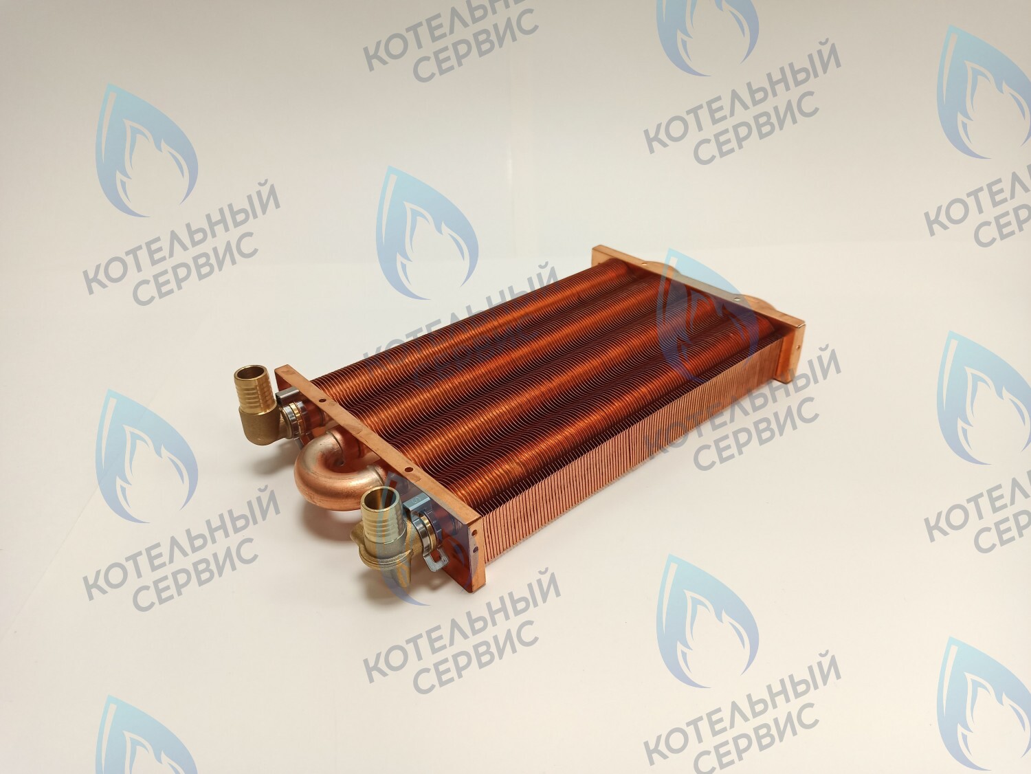 EM021-280-02-Фитинг-Комп Теплообменник отопления медный с фитингами (280 мм) 122 FIN (250-300MSC) DAEWOO в Уфе